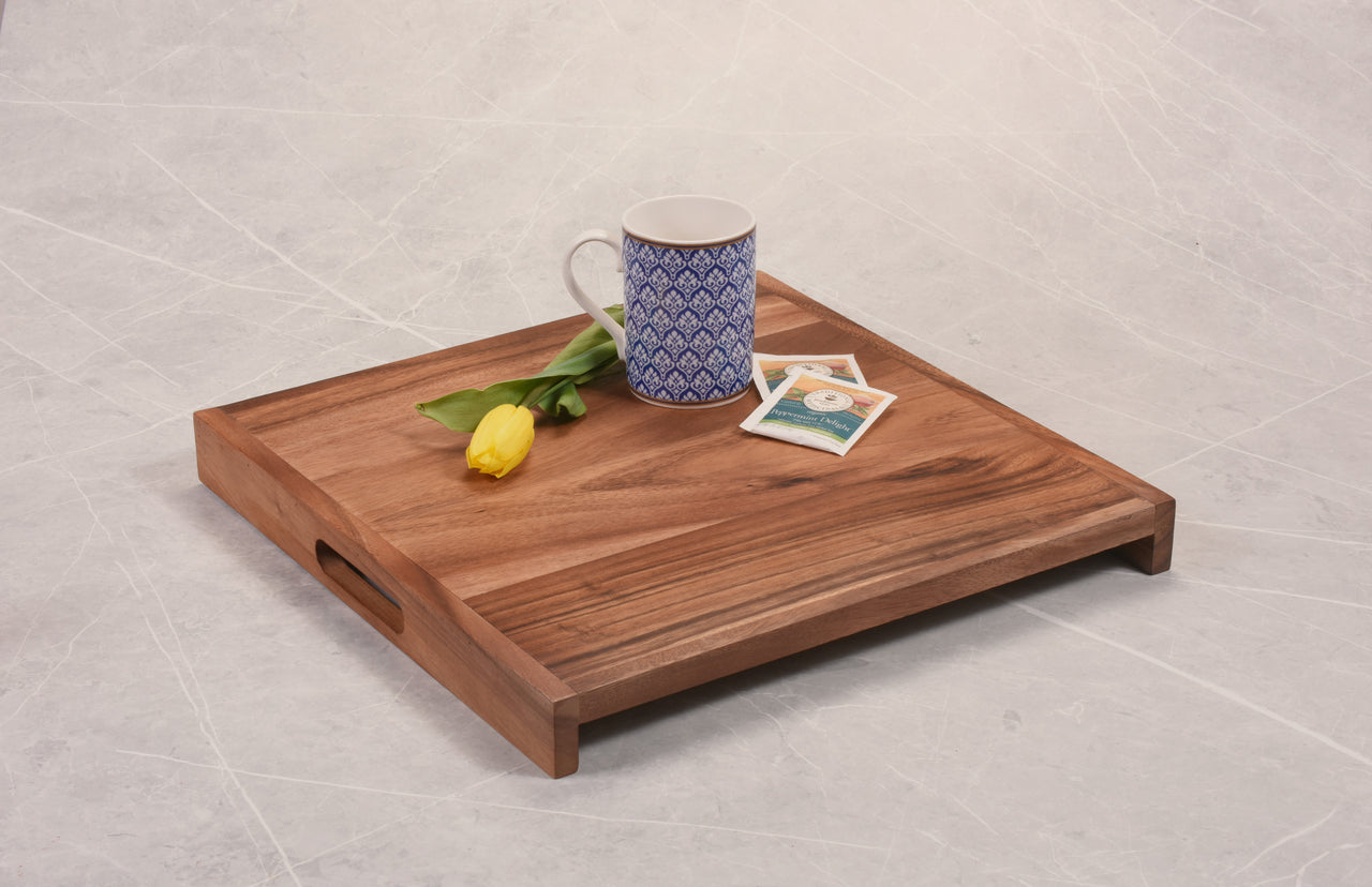 Wooden Square and Solid Bottom Serving Tray