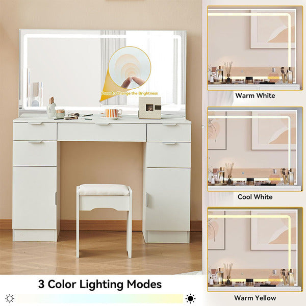 Dressing Table Set With LED Mirror And 3 Lighting Modes