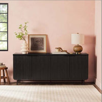 Thumbnail for Modern Scandi Fluted-Door Sideboard Black