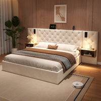 Thumbnail for King Upholstered Velvet Hydraulic Storage Bed With Reading Light
