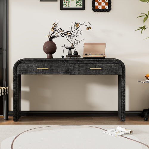 Unique Retro Silhouette Console Table with Two Top Drawers