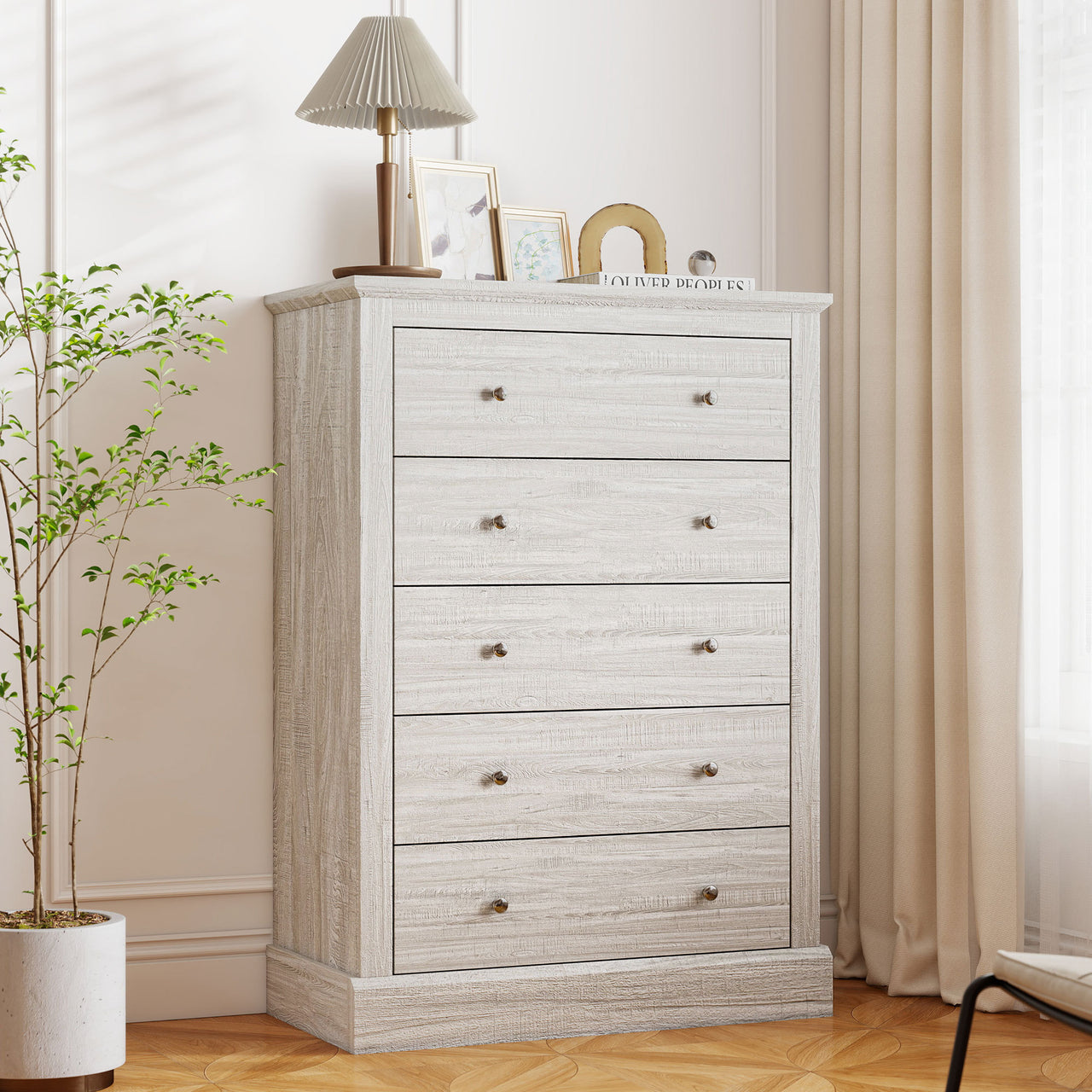 Farmhouse Chest Of Drawers With 5 Drawers