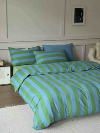 Thumbnail for Dopamine Stripe Cotton Queen Size Duvet Cover Set With Pillowcases
