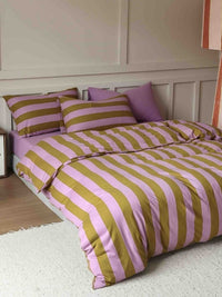 Thumbnail for Dopamine Stripe Cotton Queen Size Duvet Cover Set With Pillowcases