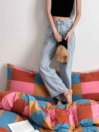 Thumbnail for Rainbow Checker Queen Duvet Cover Set With Pillowcases & Fitted Sheet