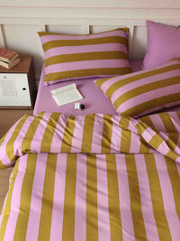 Thumbnail for Dopamine Stripe Cotton Queen Size Duvet Cover Set With Pillowcases