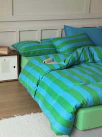 Thumbnail for Dopamine Stripe Cotton Queen Size Duvet Cover Set With Pillowcases