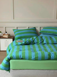 Thumbnail for Dopamine Stripe Cotton Queen Size Duvet Cover Set With Pillowcases