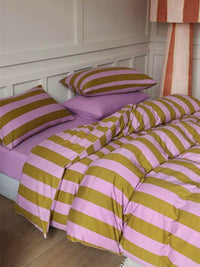 Thumbnail for Dopamine Stripe Cotton Queen Size Duvet Cover Set With Pillowcases