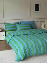 Thumbnail for Dopamine Stripe Cotton Queen Size Duvet Cover Set With Pillowcases