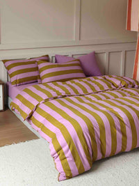 Thumbnail for Dopamine Stripe Cotton Queen Size Duvet Cover Set With Pillowcases