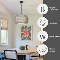 Thumbnail for 5-Lights Rattan Chandelier
