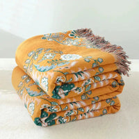 Thumbnail for Cotton Gauze Fringed Throw Blanket