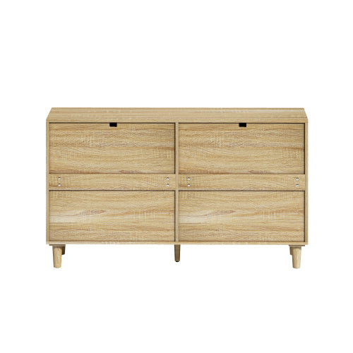 Rattan 6 Drawer Dresser with Metal Handle & Wood Legs