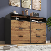 Thumbnail for Sideboard Cabinet Dresser With 6 Drawers And 2 Open Shelves