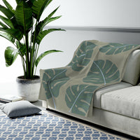 Thumbnail for Abstract Leaves Green Plush Blanket Throw