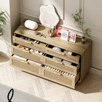 Thumbnail for Rattan 6 Drawer Dresser with Metal Handle & Wood Legs
