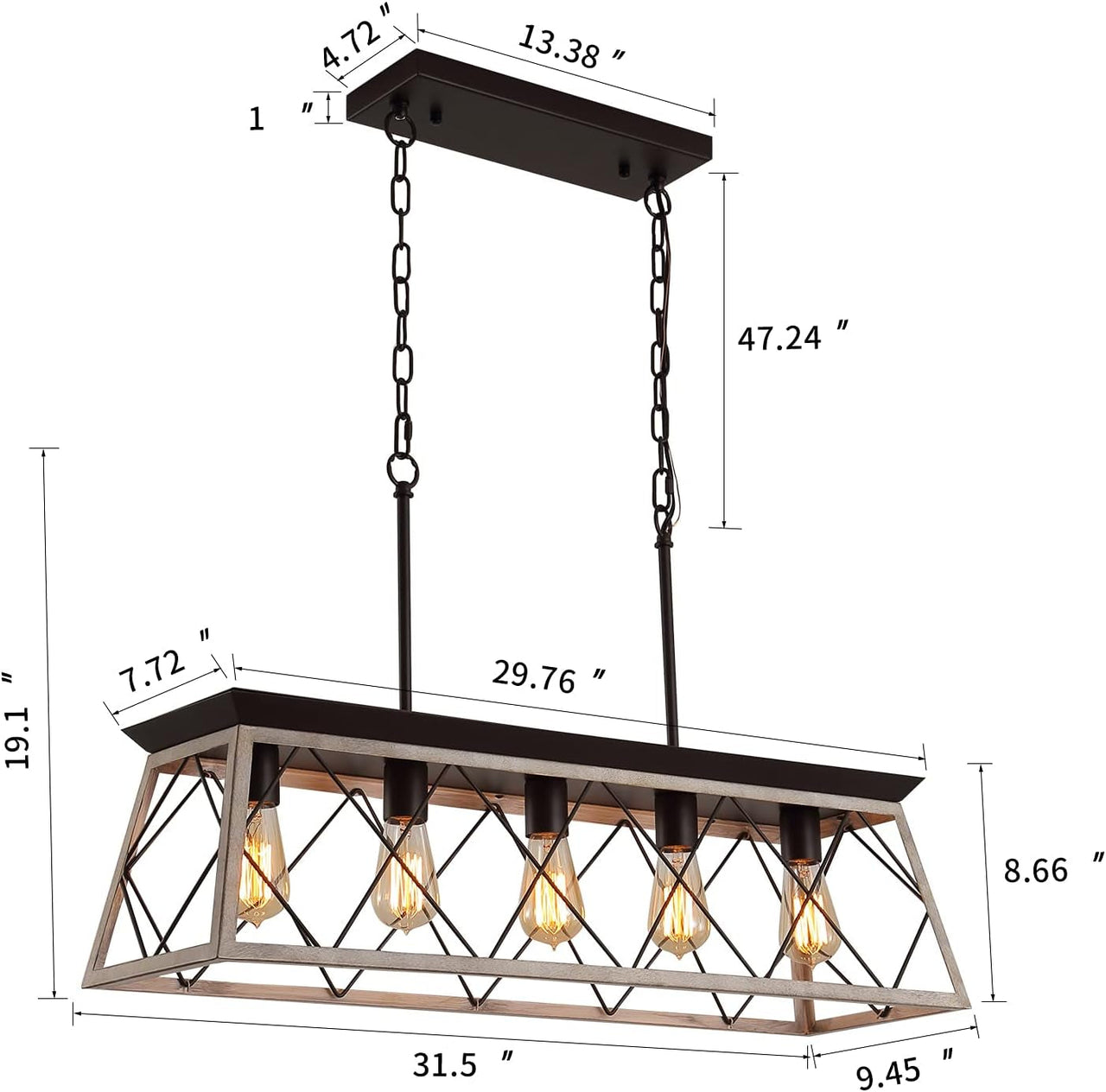 Rustic 5-Light Vintage Chandelier