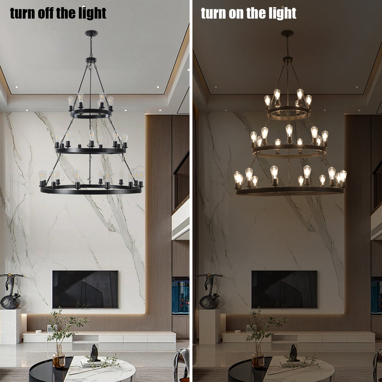 Light Metal Ring Chandelier