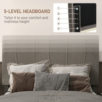 Thumbnail for HOMCOM King Size Bed Frame, With Velvet-Feel Headboard