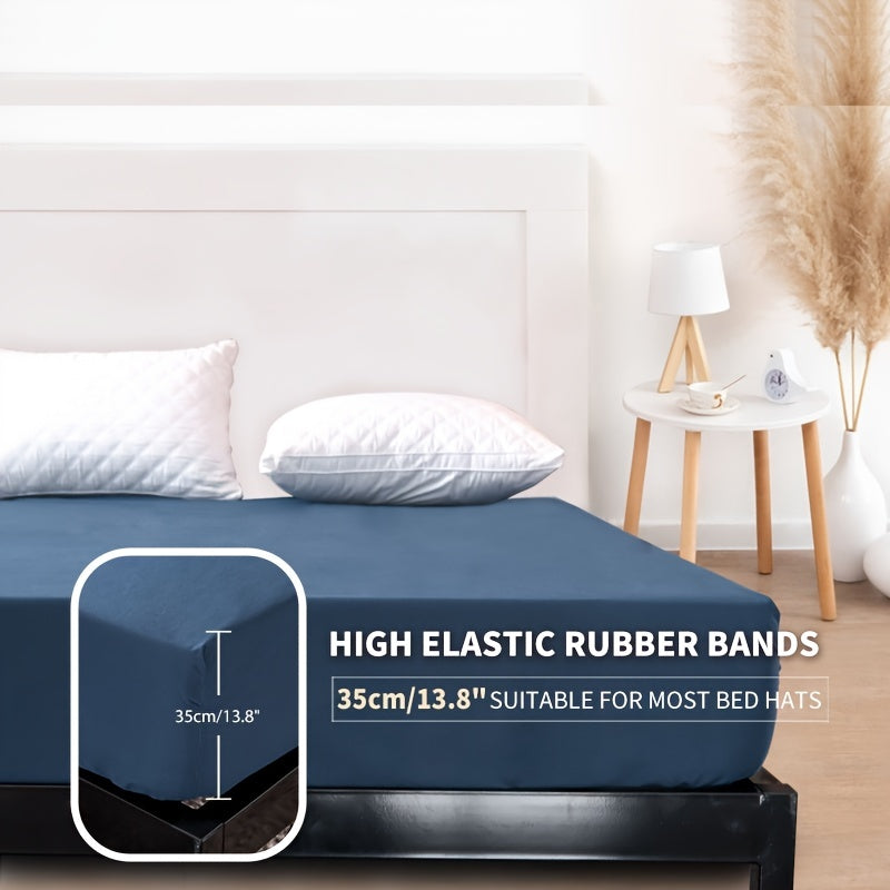 Blue Waterproof Soft Brushed Fitted Sheet