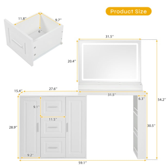 Dressing Table With 3 Drawers And 2 Cabinets