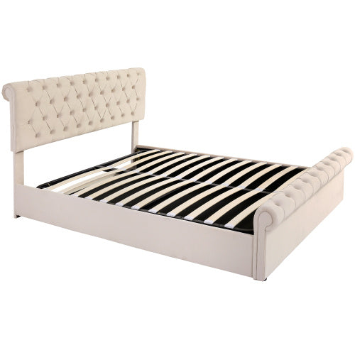 Functional Bed With Slatted Frame And Storage