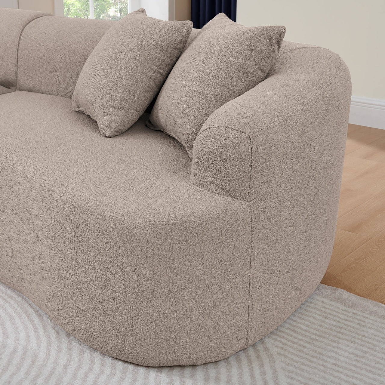 Curved Modular Sectional Sofa in Lamb's Wool Fabric