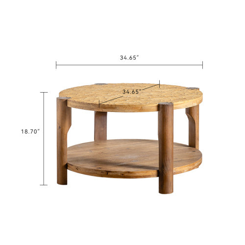 Round Coffee Table With Solid Wood For Living Room