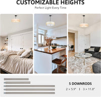 Thumbnail for Black Drum Pendant Light 3-Light Fabric