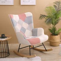 Thumbnail for Mid Century Fabric Rocker Chair With Wood Legs