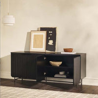 Thumbnail for Modern Scandi Fluted-Door Sideboard Black
