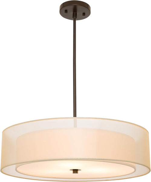 Black Drum Pendant Light 3-Light Fabric