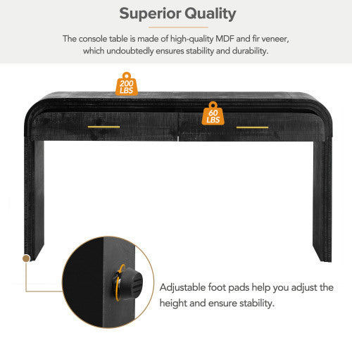 Unique Retro Silhouette Console Table with Two Top Drawers