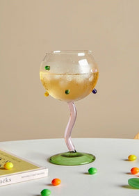 Thumbnail for Hand Blown Rainbow Sprinkles Wine Glasses