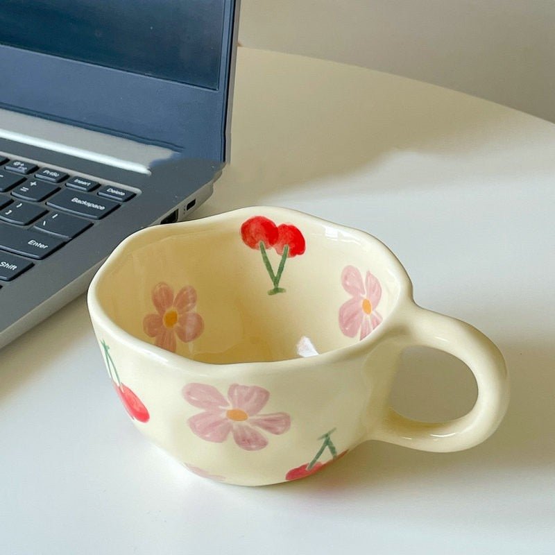 Hand Pinched Irregular Flower Ceramic Coffee Cups - Casatrail.com