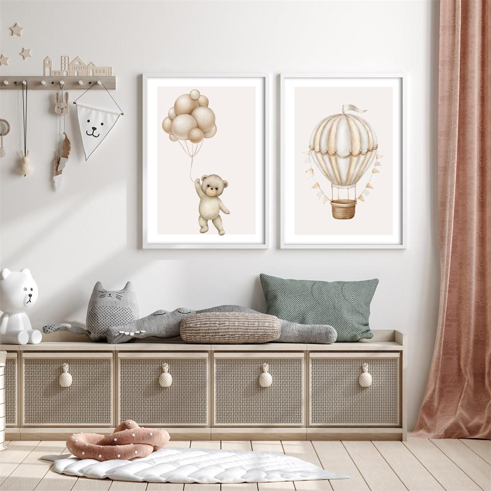 Hot Air Balloon Bear Canvas Nursery Art - Casatrail.com