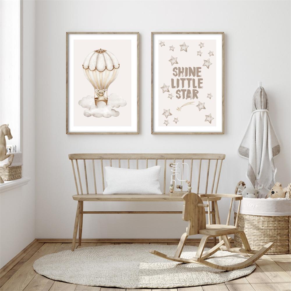 Hot Air Balloon Bear Canvas Nursery Art - Casatrail.com