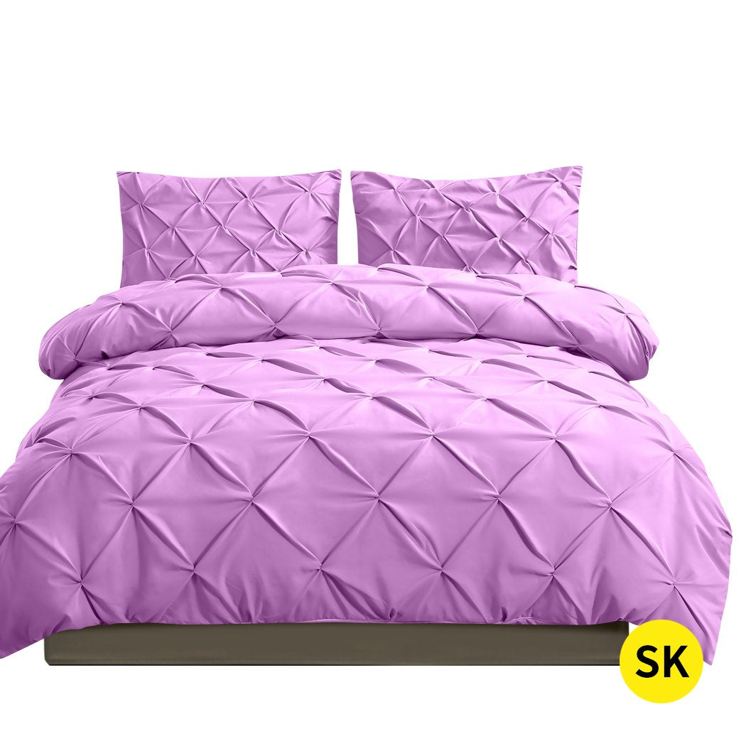 Diamond Pintuck Duvet Cover Pillow Case Set in Super King Size