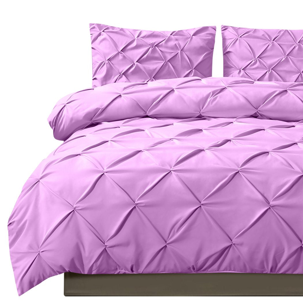 Diamond Pintuck Duvet Cover Pillow Case Set in Super King Size