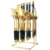 Thumbnail for Imitation Ceramic Gold Dinnerware Set with Stainless Steel Flatware - Casatrail.com