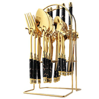 Thumbnail for Imitation Ceramic Gold Dinnerware Set with Stainless Steel Flatware - Casatrail.com