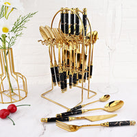 Thumbnail for Imitation Ceramic Gold Dinnerware Set with Stainless Steel Flatware - Casatrail.com