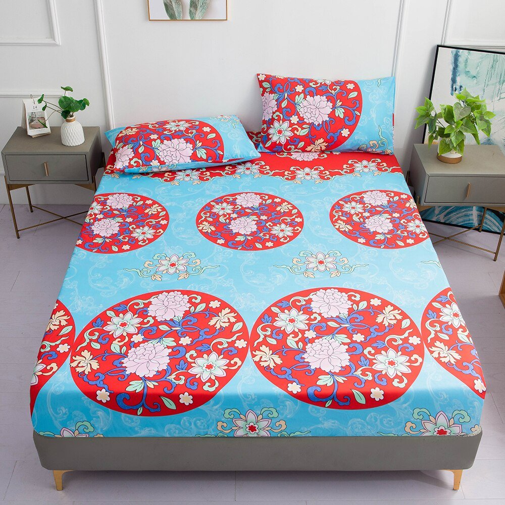 Kids Cartoon Cars Printed Fitted Bed Sheet with Pillowcase - Casatrail.com