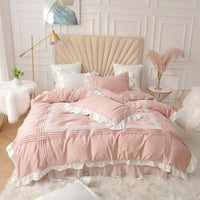 Thumbnail for Korean Princess Style Lace Bed Skirt Four - Piece Quilt Cover - Casatrail.com
