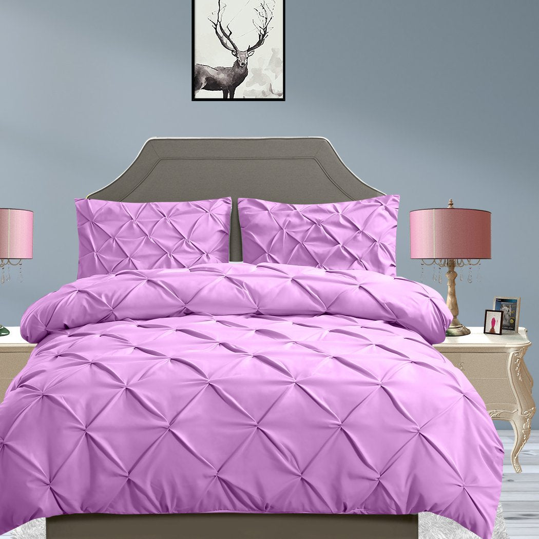 Diamond Pintuck Duvet Cover Pillow Case Set in Super King Size