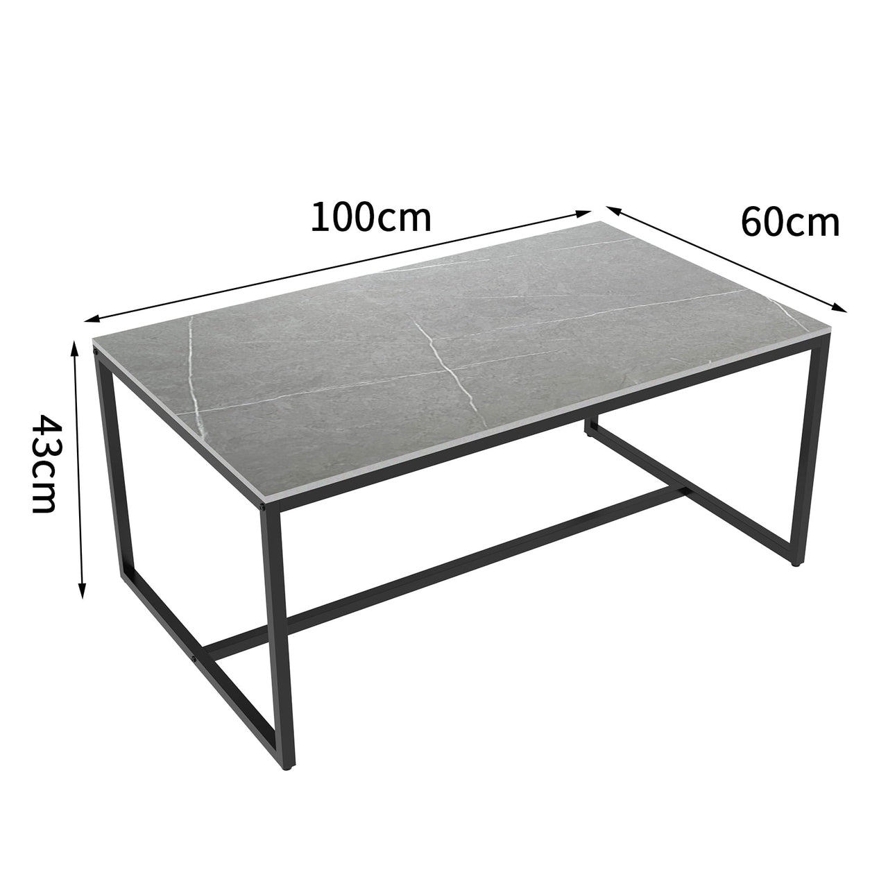 Marble and Metal Frame Rectangle Coffee Table - Casatrail.com
