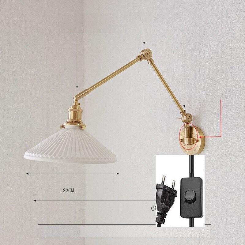 New Ceramic Copper LED Wall Lamp With Swing Long Arm - Casatrail.com