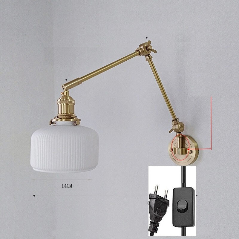 New Ceramic Copper LED Wall Lamp With Swing Long Arm - Casatrail.com