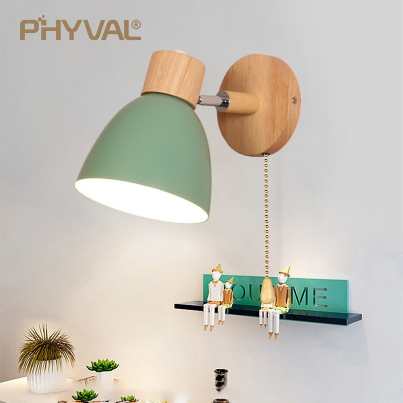 Nordic Wooden Wall Lamp with Six Color Options - Casatrail.com